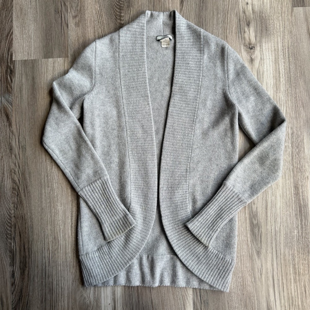 J.Crew Vintage Cashmere Open Front Cardigan Gray XS Soft Cozy Sweater‎